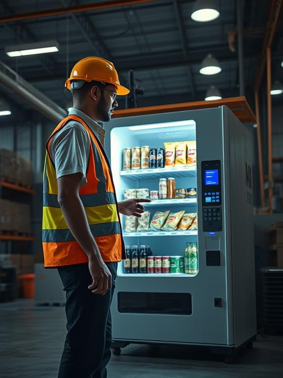 Vending machine in industrial setting